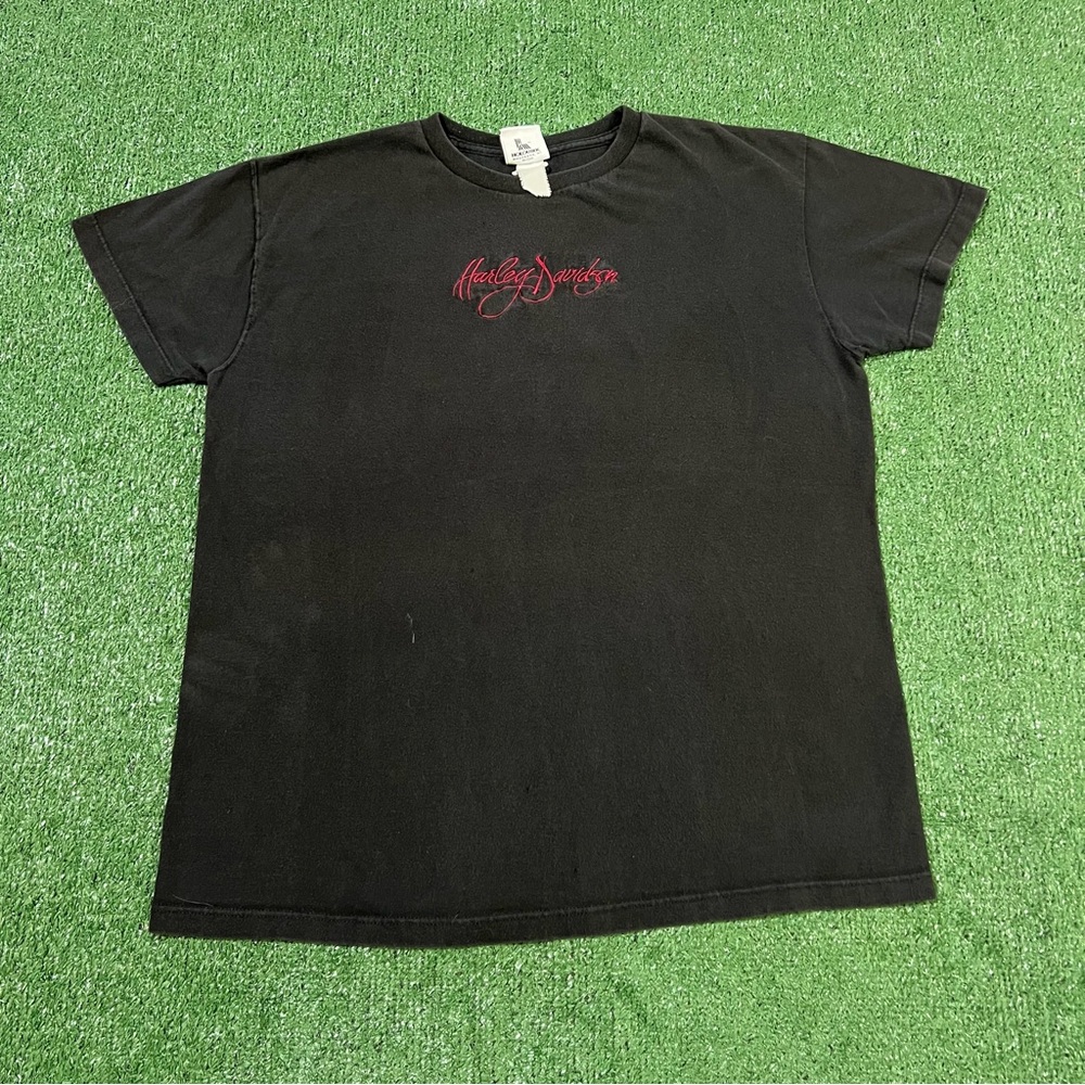 Harley-Davidson 00s Y2K  Black Tee with Red Logo